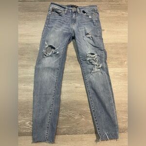 Judy Blue Jeans Skinny Fit Distressed Blue Stretch Ankle Size 5/27 JB82215MD